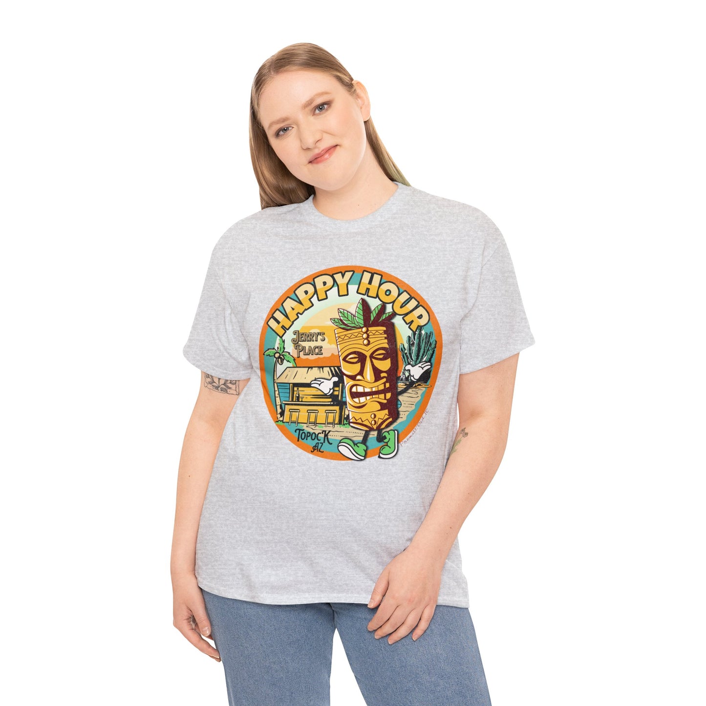 TOPOCK JERRY'S PLACE ON FRONT Unisex Heavy Cotton Tee