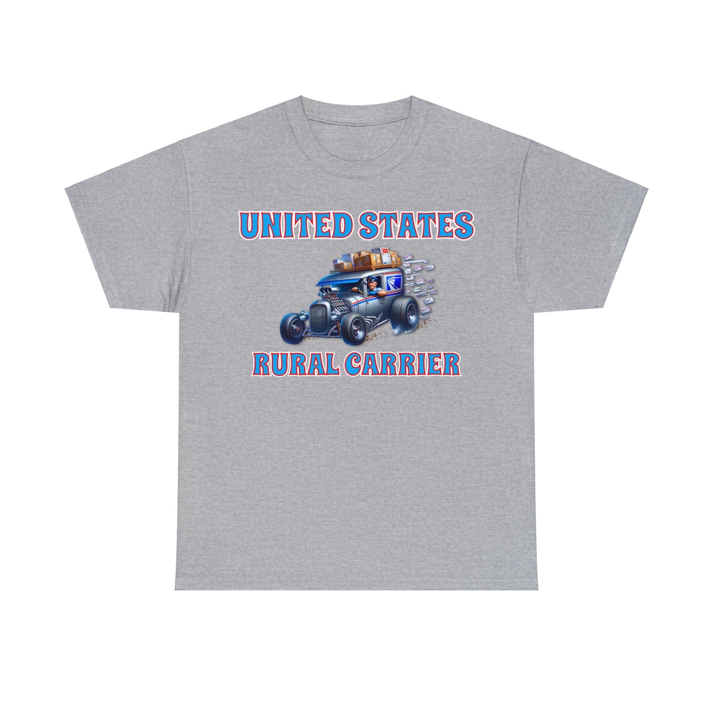RURAL CARRIER ON front Unisex Heavy Cotton Tee