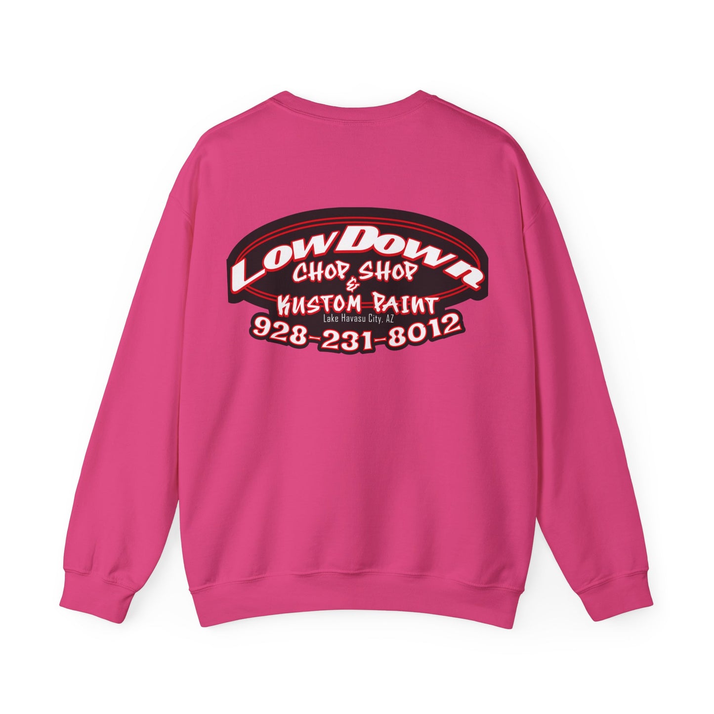 Low Down Custom Paint Crewneck Sweatshirt with phone number
