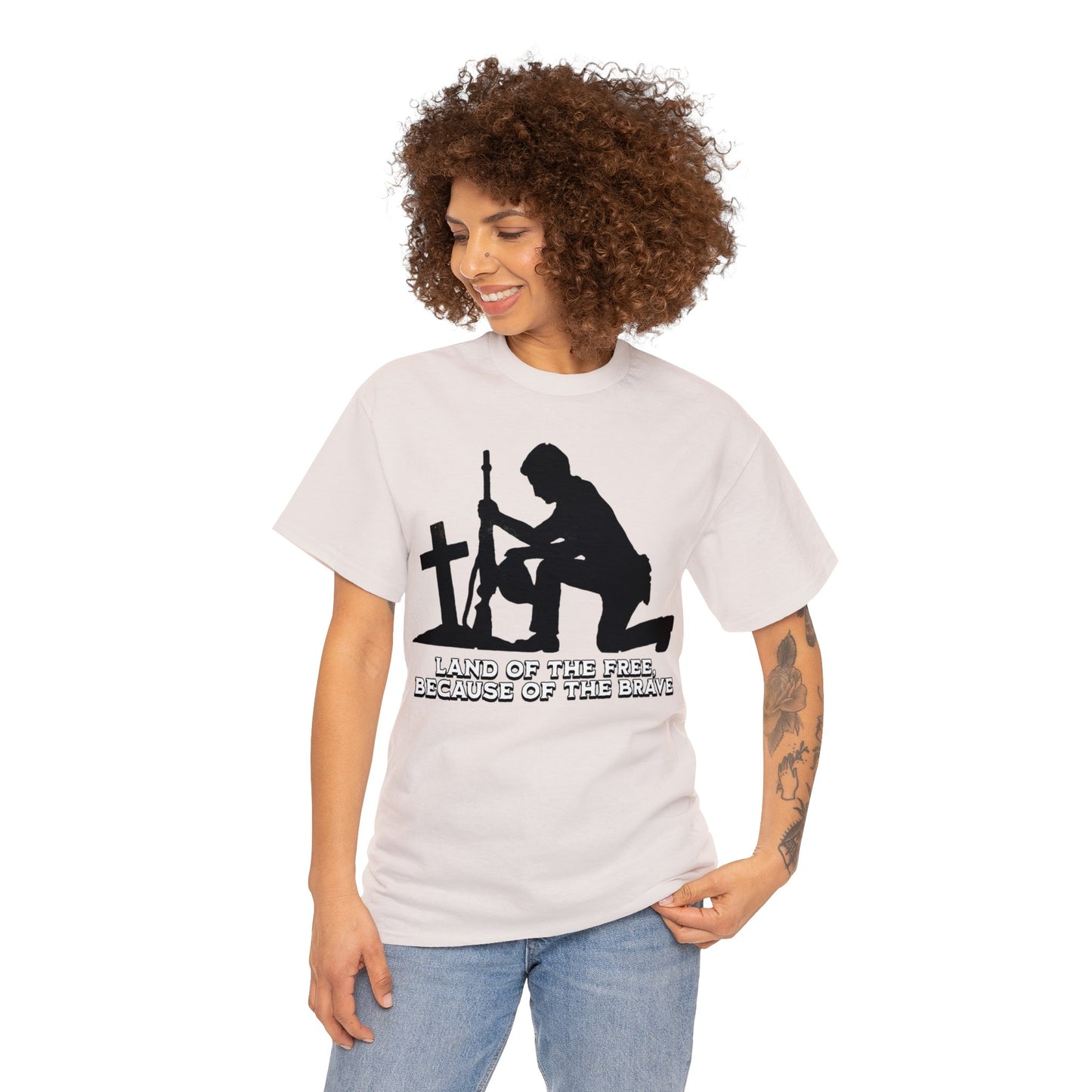 LAND OF THE FREE ON FRONT Unisex Heavy Cotton Tee