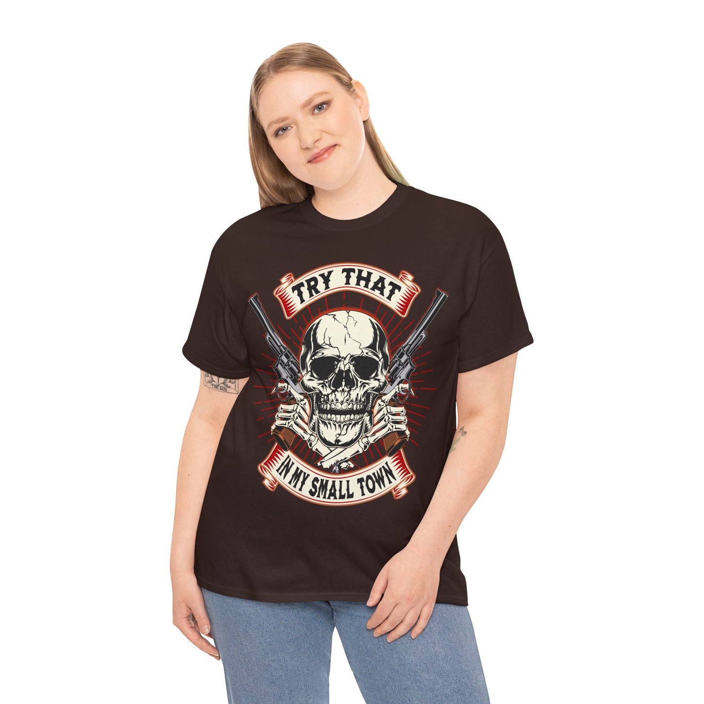 SMALL TOWN ON FRONT Unisex Heavy Cotton Tee