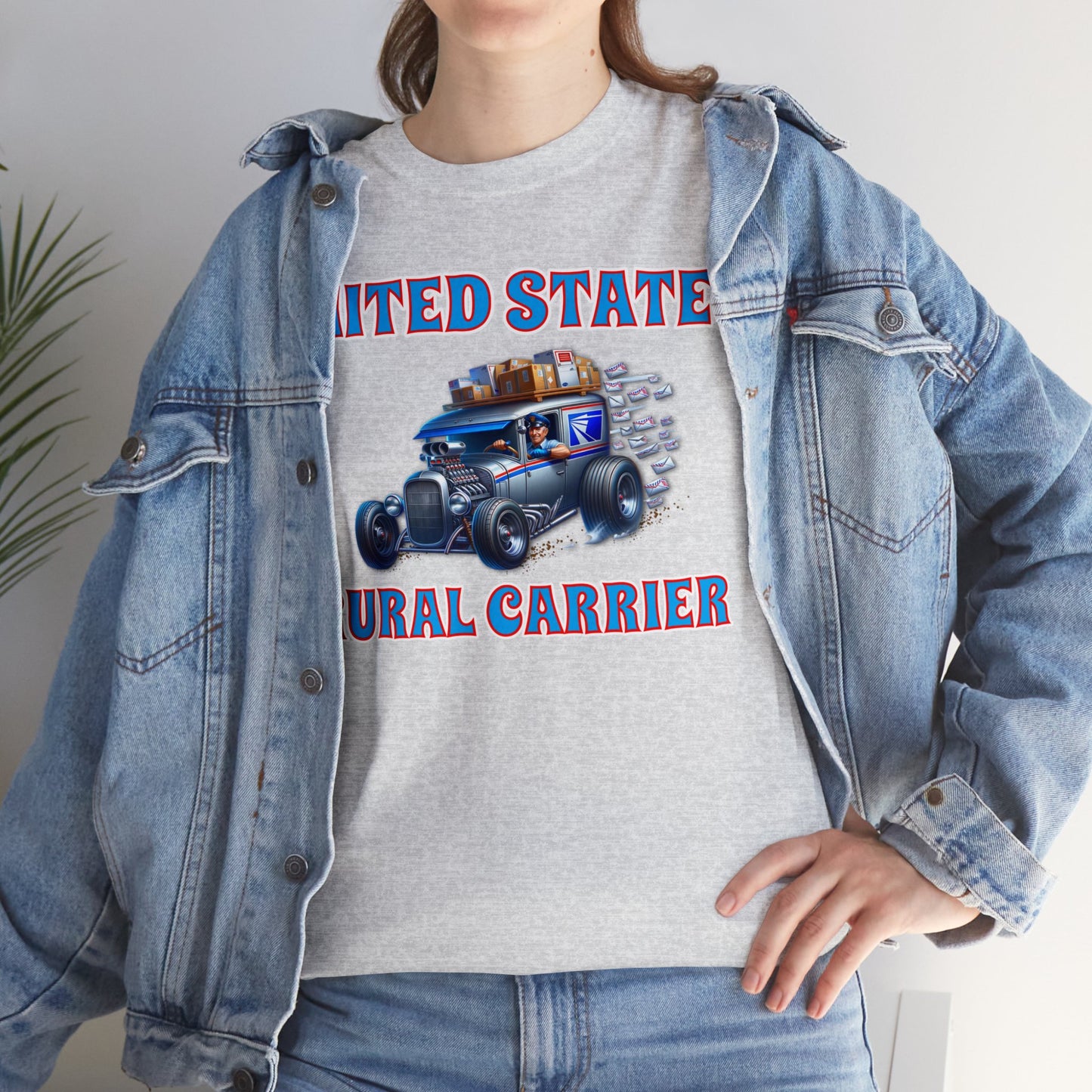 RURAL CARRIER ON front Unisex Heavy Cotton Tee