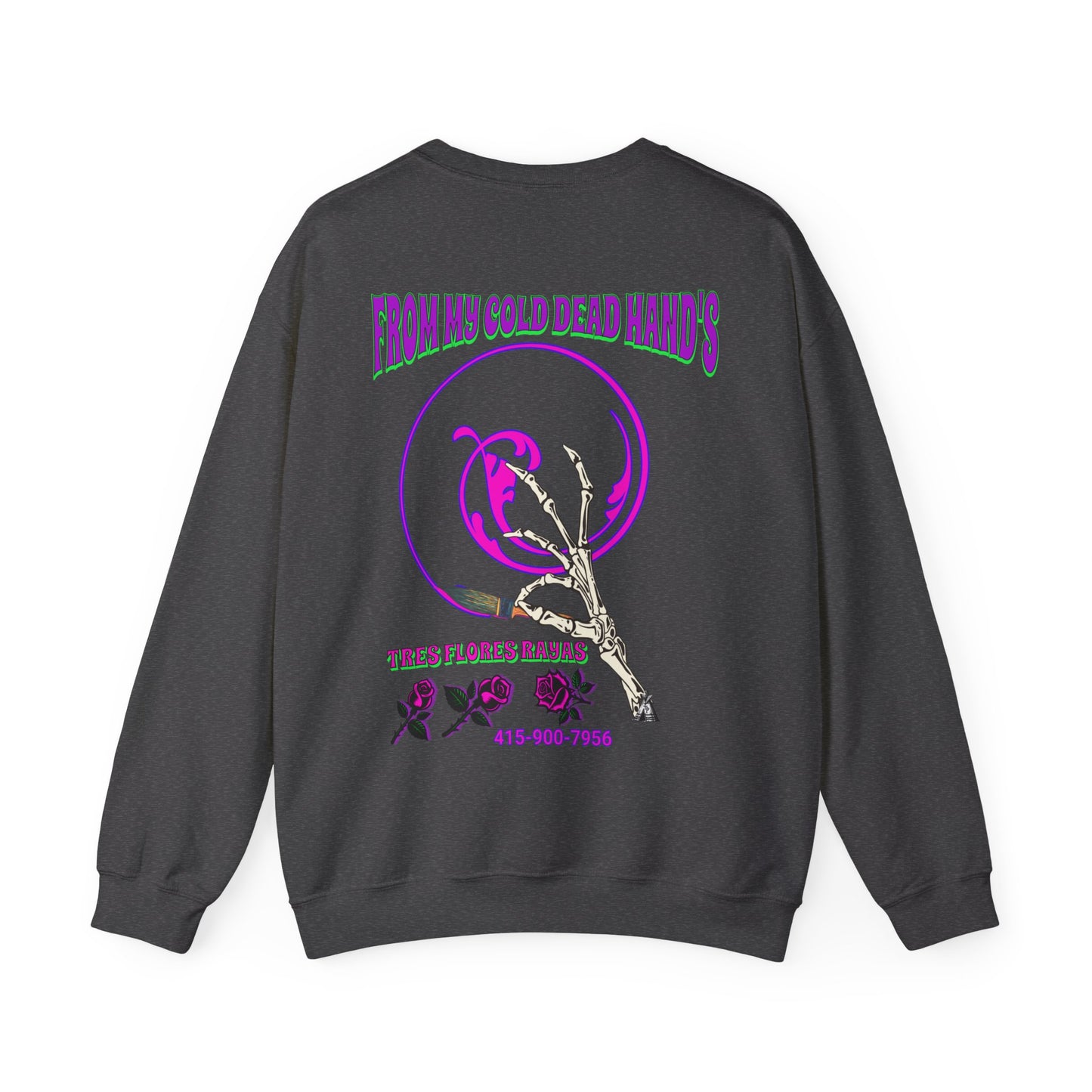 PINSTRIPER COLD DEAD HANDS 0N BACK Unisex Heavy Blend™ Crewneck Sweatshirt