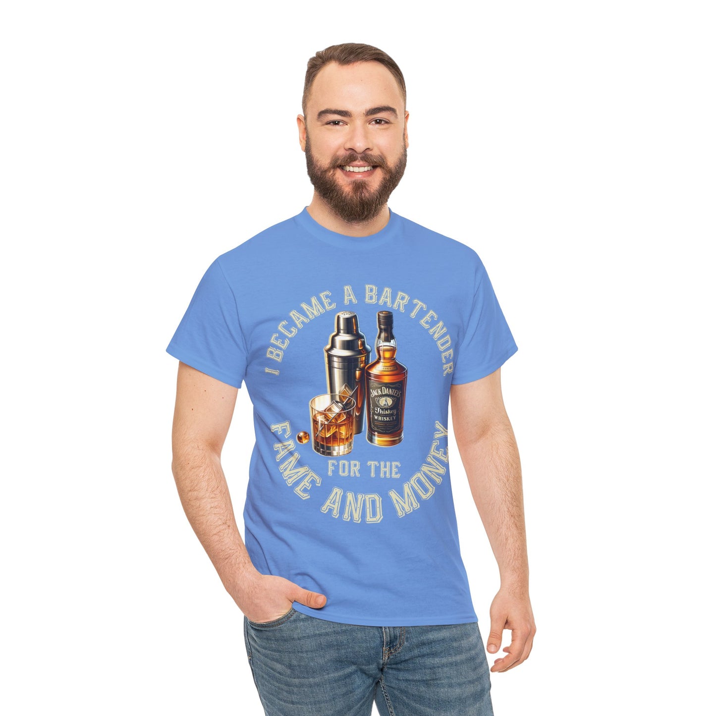 BARTENDER FAME AND MONEY ON FRONT Unisex Heavy Cotton Tee