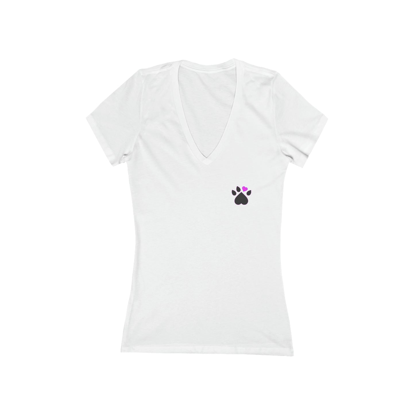 TIDY PAWS Women's Jersey Short Sleeve Deep V-Neck Tee