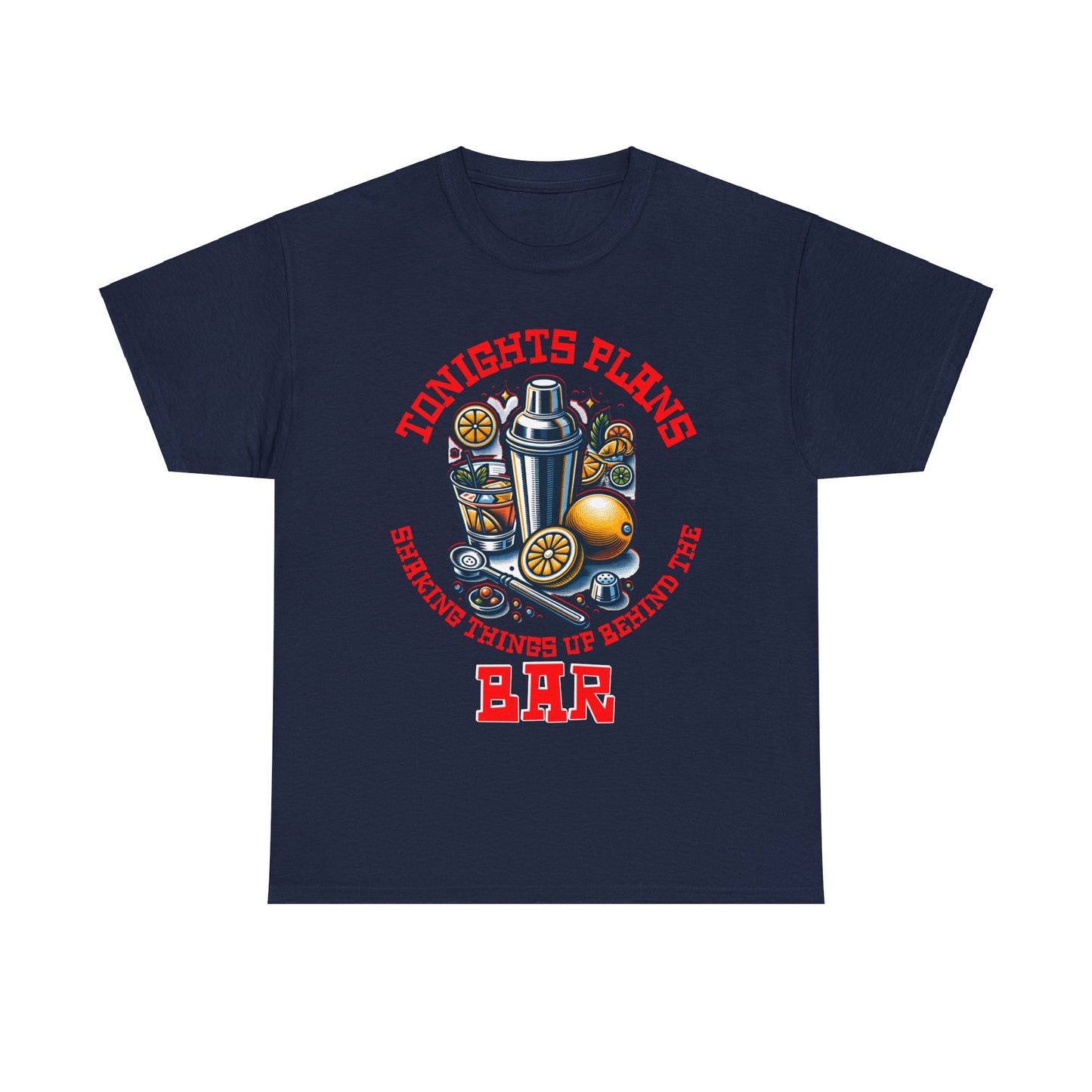 BARTENDER SHAKING THINGS UP ON FRONT Unisex Heavy Cotton Tee