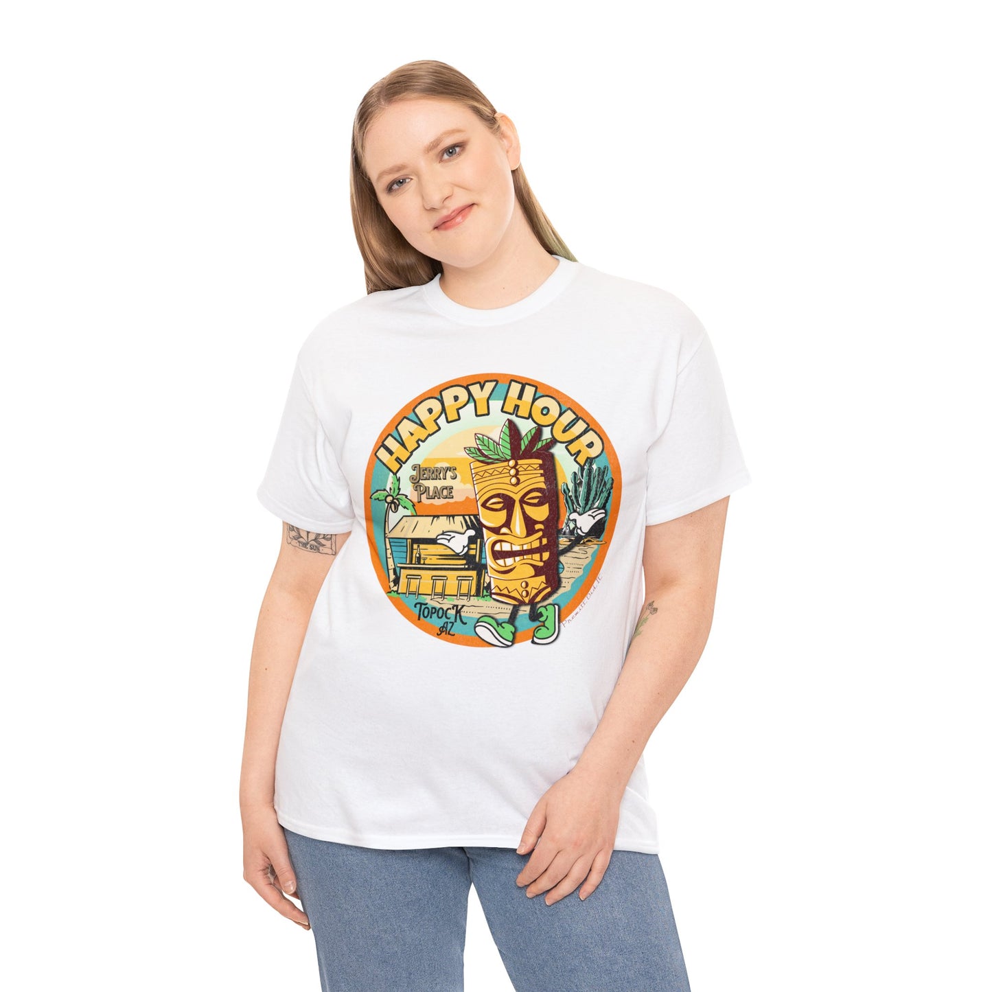 TOPOCK JERRY'S PLACE  ON FRONT Unisex Heavy Cotton Tee