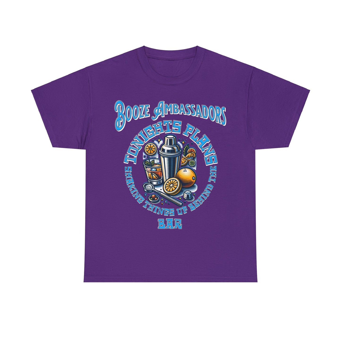 BOOZE SHAKING THINGS UP ON FRONT Unisex Heavy Cotton Tee