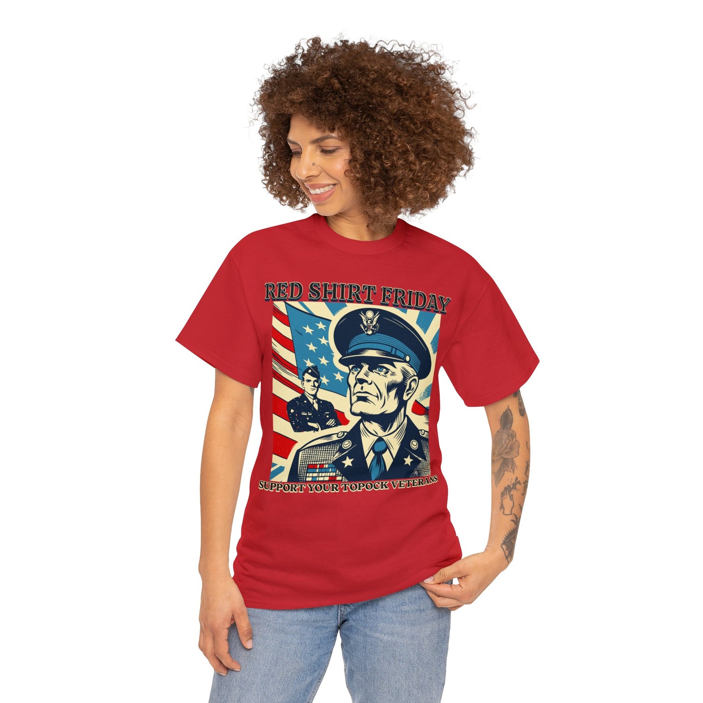 RED SHIRT FRIDAY ON FRONT Unisex Heavy Cotton Tee
