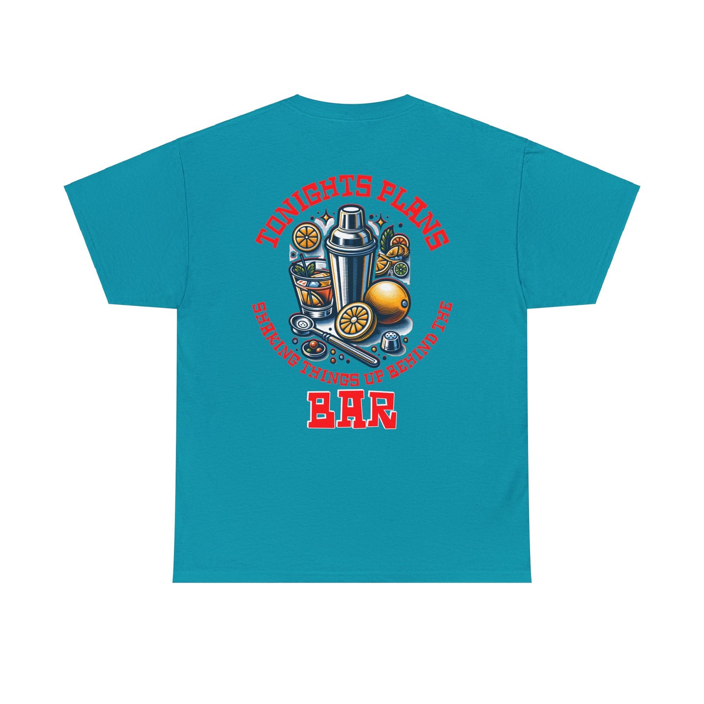 BARTENDER SHAKING THINGS UP ON BACK Unisex Heavy Cotton Tee