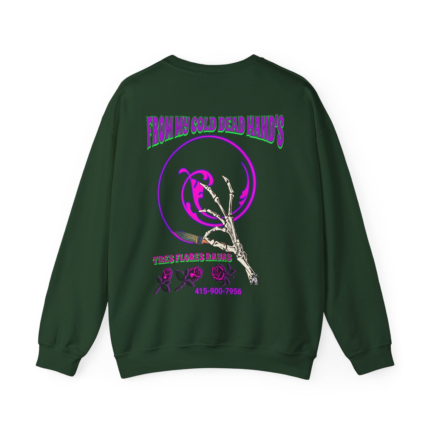 PINSTRIPER COLD DEAD HANDS 0N BACK Unisex Heavy Blend™ Crewneck Sweatshirt