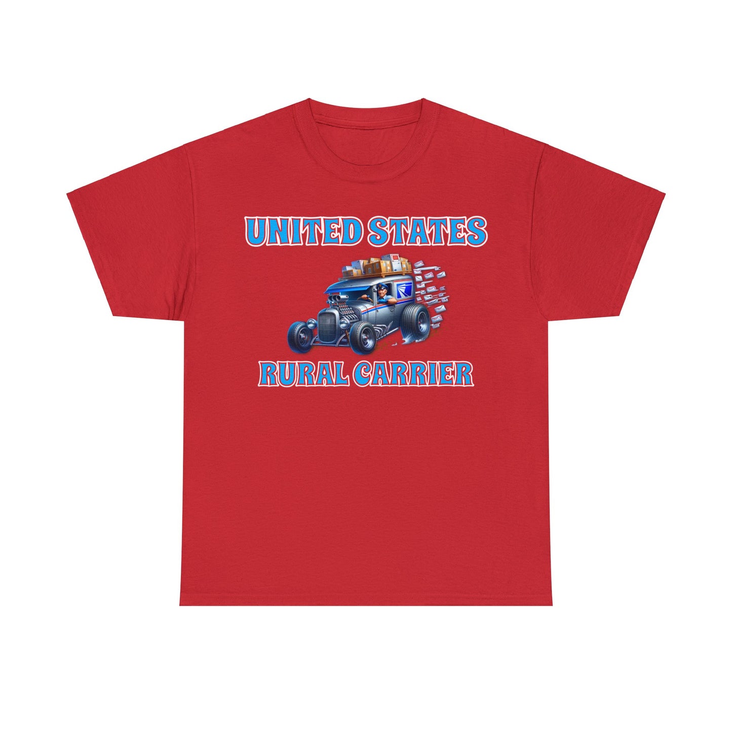 RURAL CARRIER ON front Unisex Heavy Cotton Tee