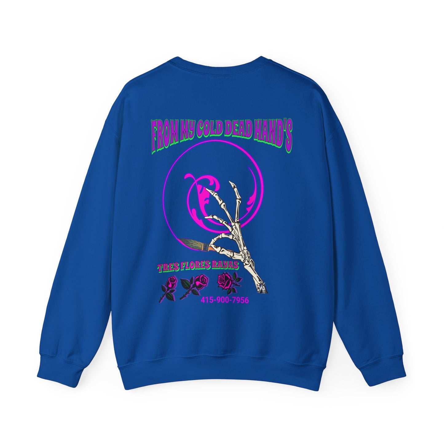 PINSTRIPER COLD DEAD HANDS 0N BACK Unisex Heavy Blend™ Crewneck Sweatshirt