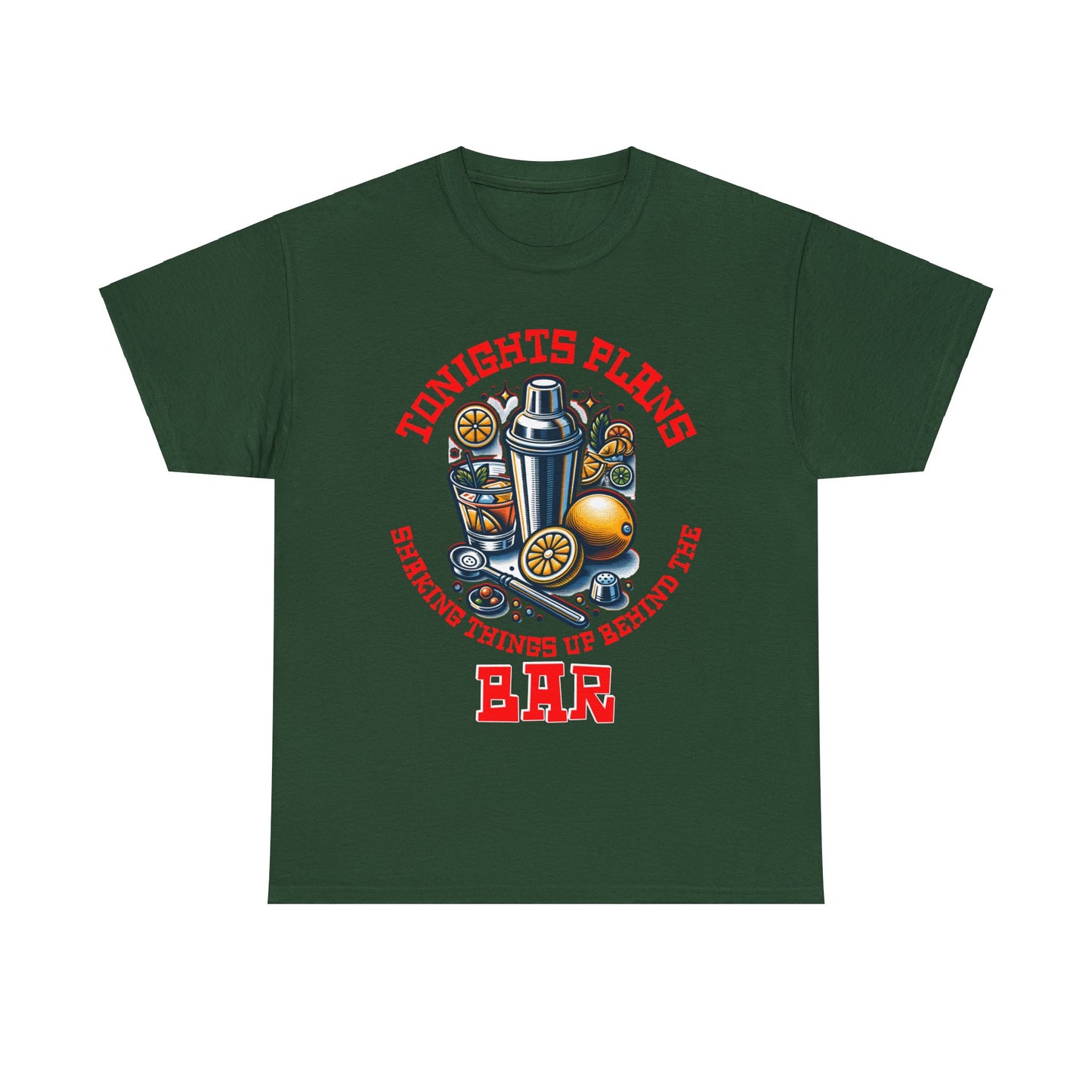 BARTENDER SHAKING THINGS UP ON FRONT Unisex Heavy Cotton Tee