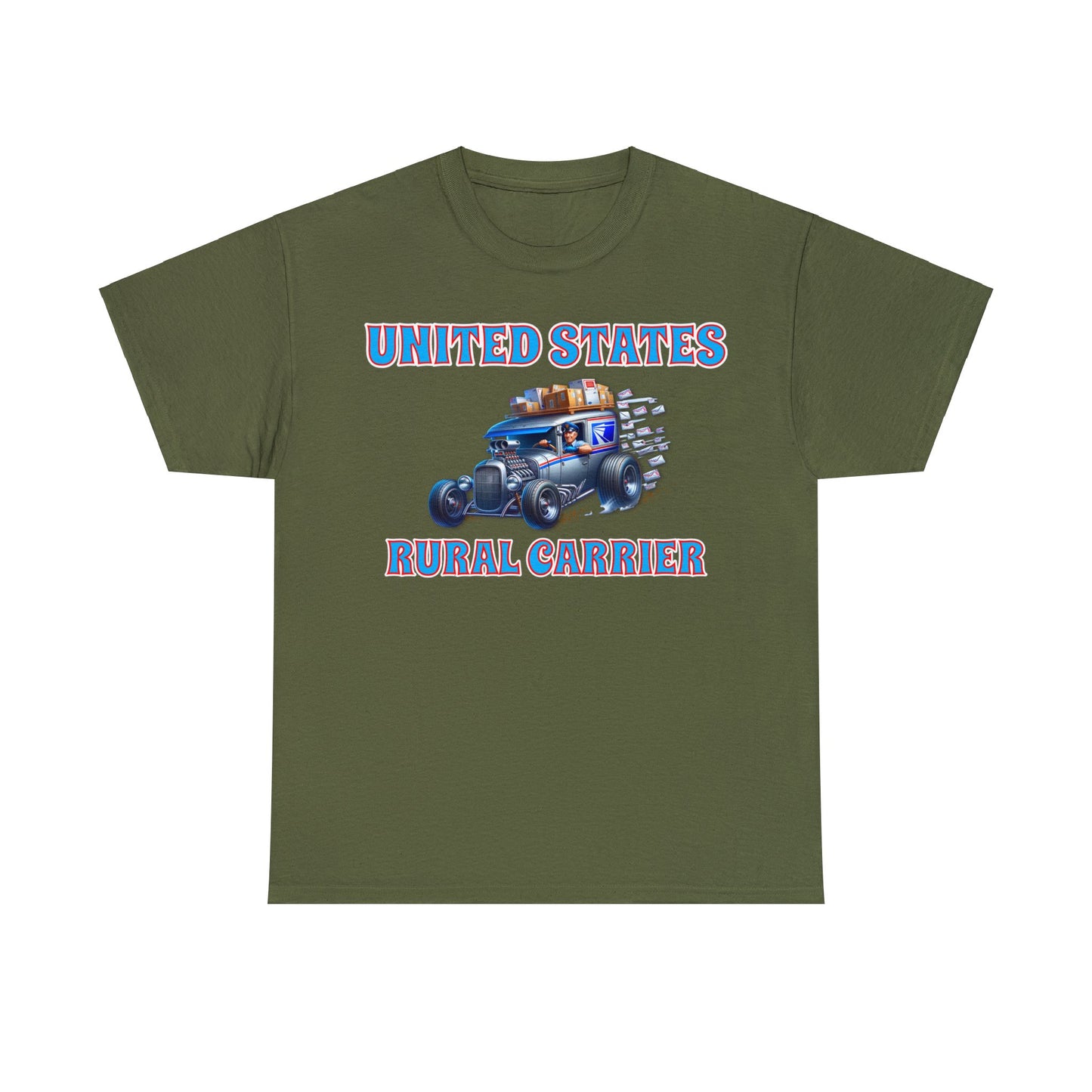RURAL CARRIER ON front Unisex Heavy Cotton Tee
