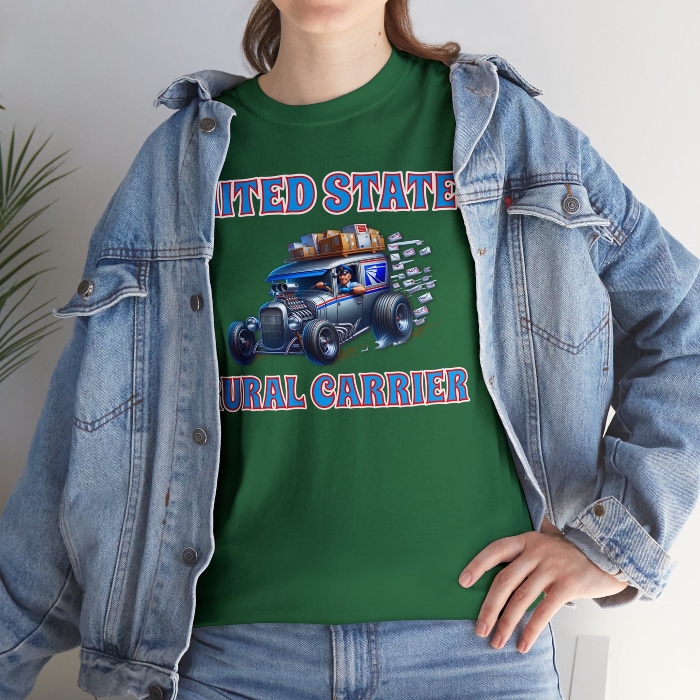RURAL CARRIER ON front Unisex Heavy Cotton Tee