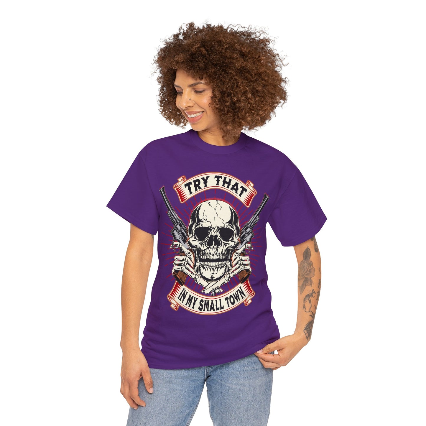 SMALL TOWN ON FRONT Unisex Heavy Cotton Tee