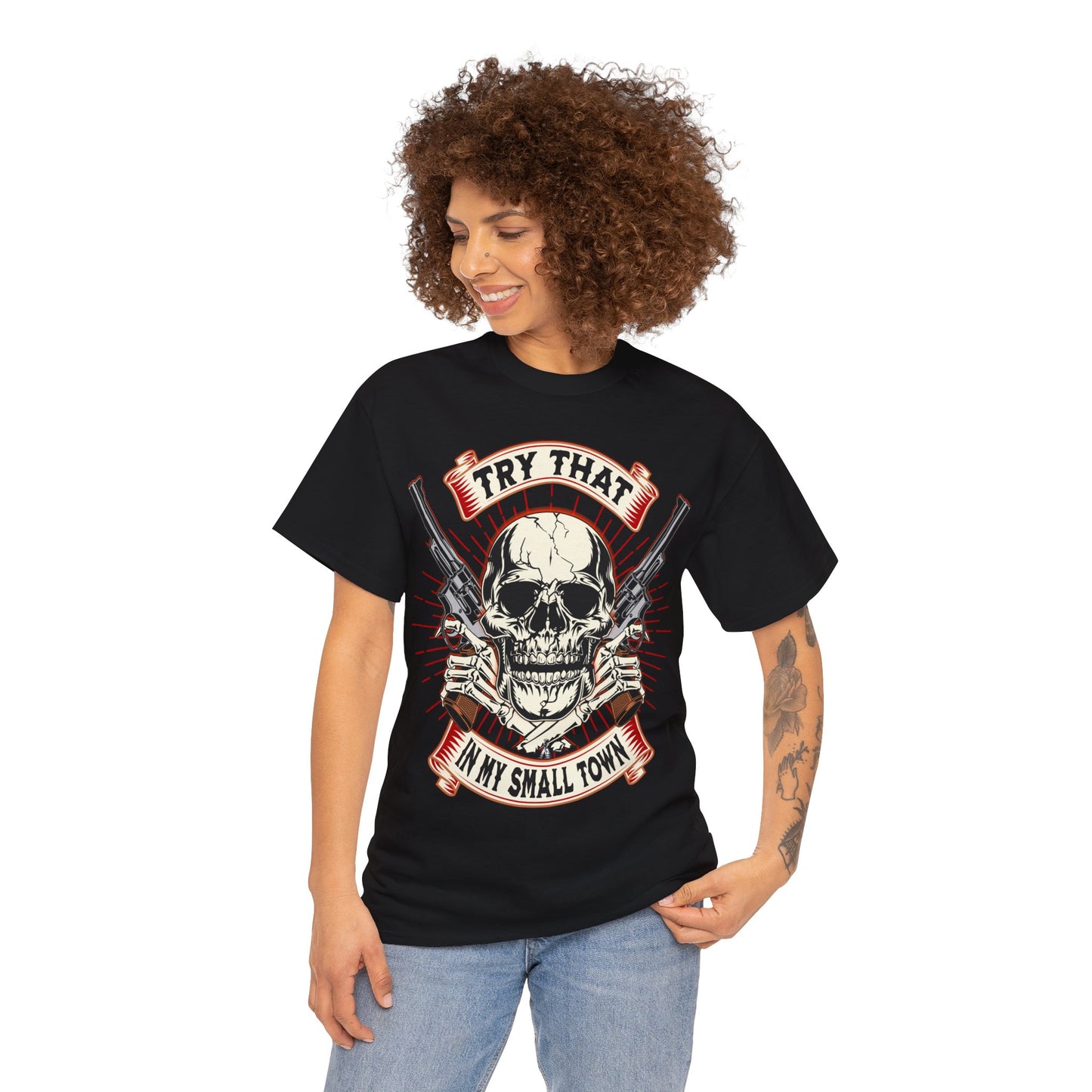 SMALL TOWN ON FRONT Unisex Heavy Cotton Tee
