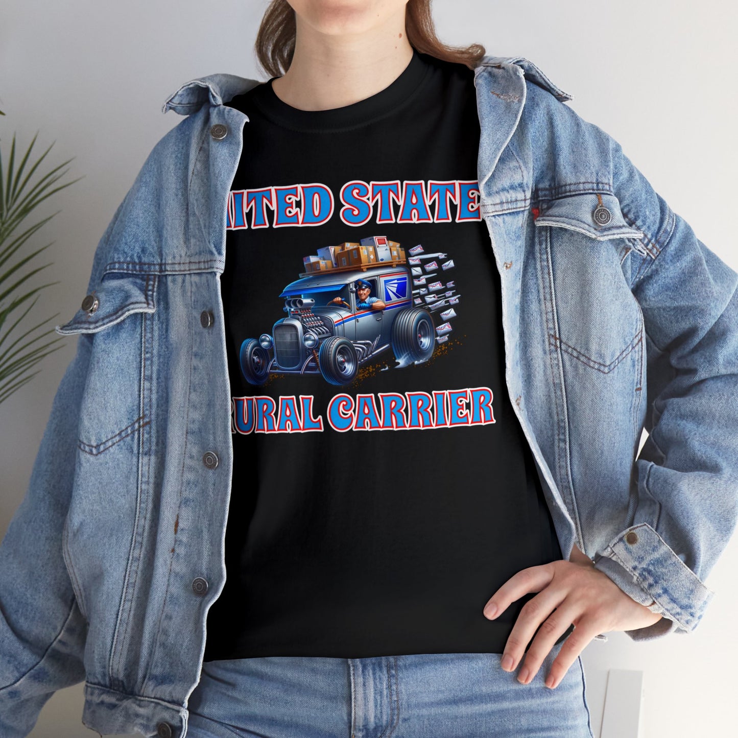 RURAL CARRIER ON front Unisex Heavy Cotton Tee