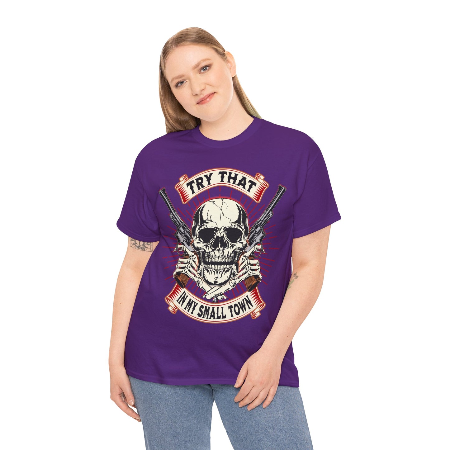 SMALL TOWN ON FRONT Unisex Heavy Cotton Tee