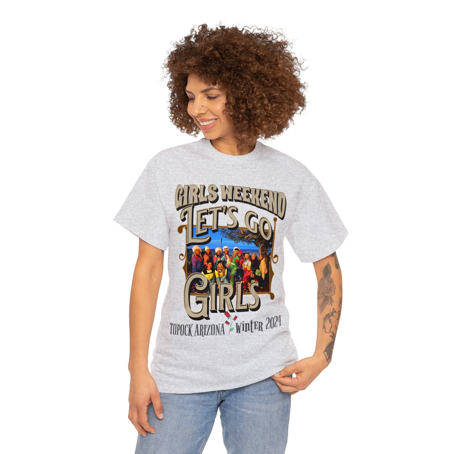 GIRLS WEEKEND ON FRONT Unisex Heavy Cotton Tee