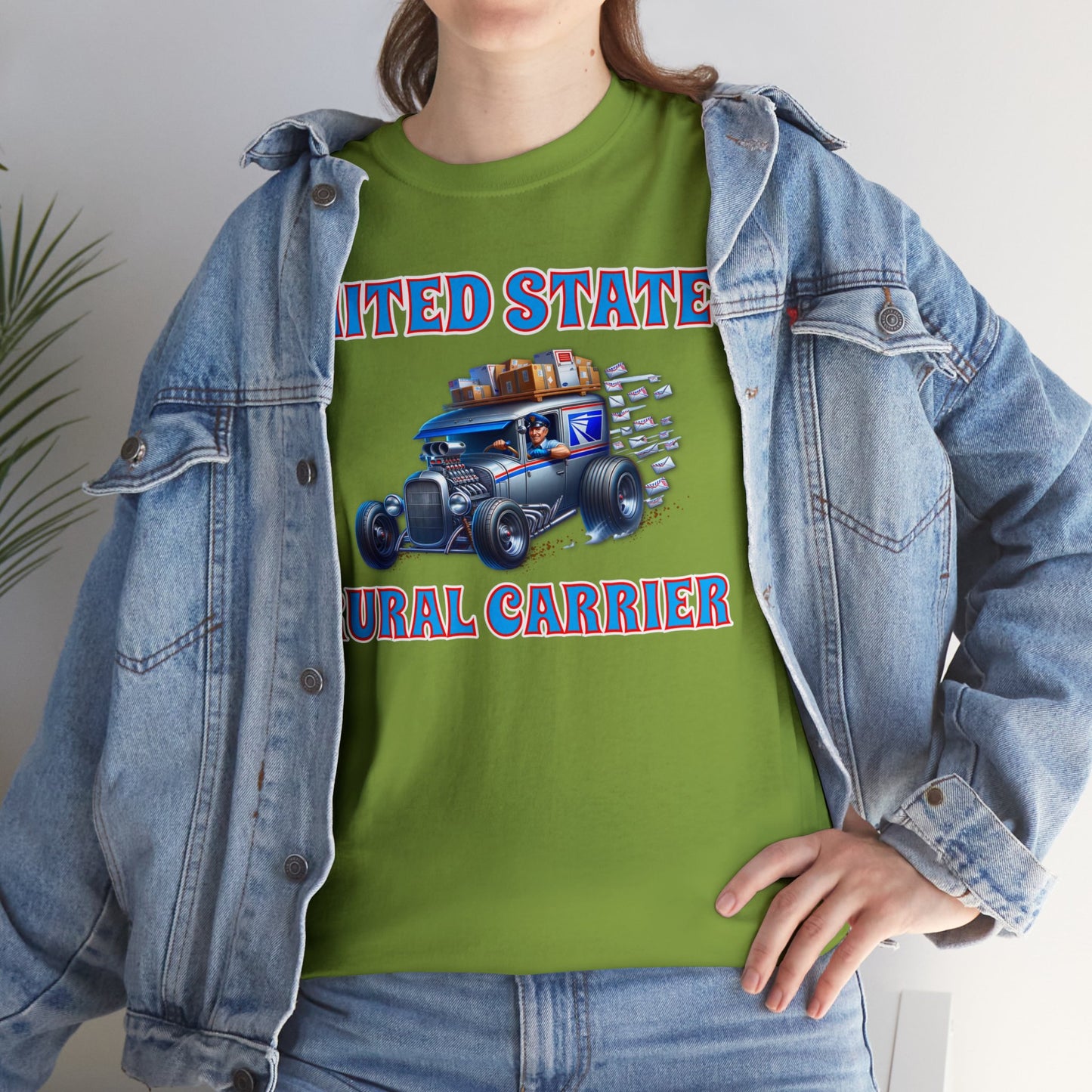 RURAL CARRIER ON front Unisex Heavy Cotton Tee