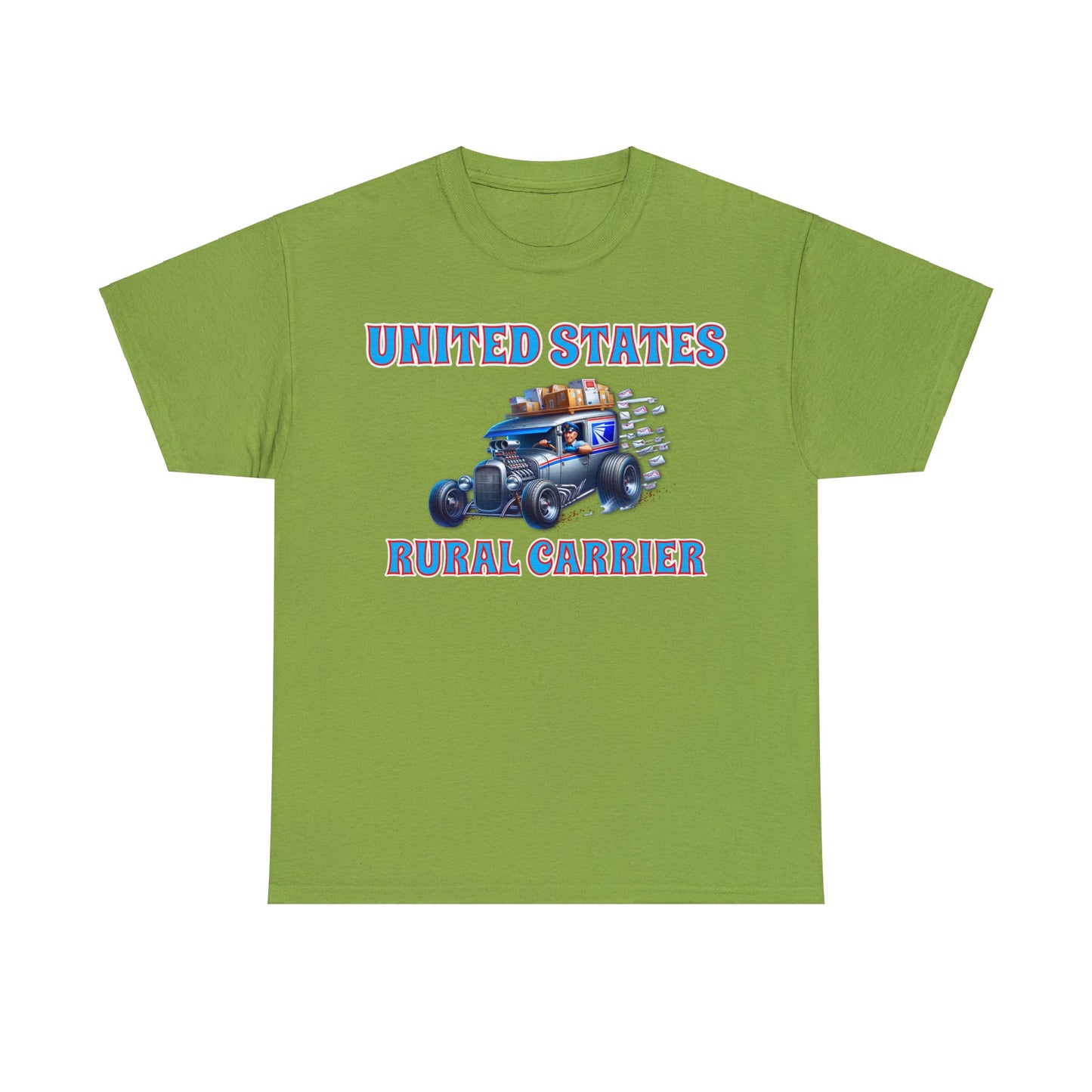 RURAL CARRIER ON front Unisex Heavy Cotton Tee