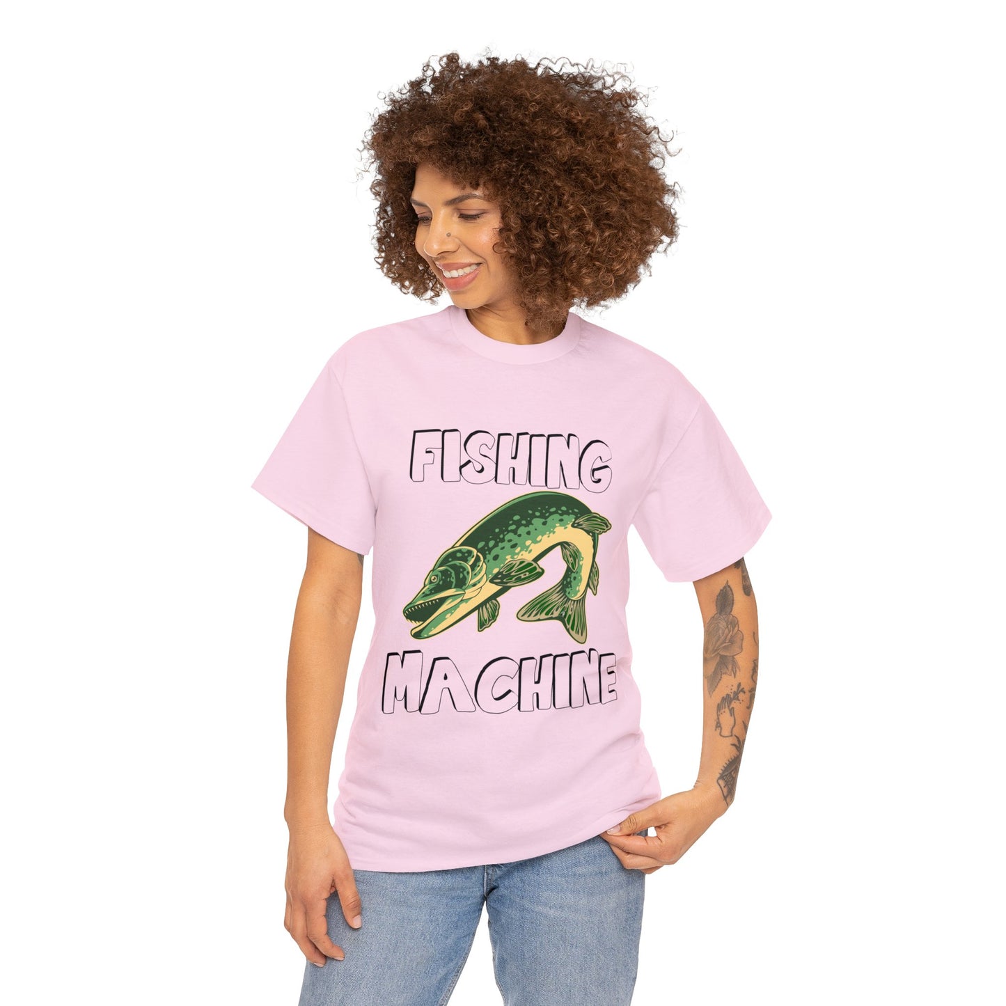 FISHING ON FRONT 5 Unisex Heavy Cotton Tee