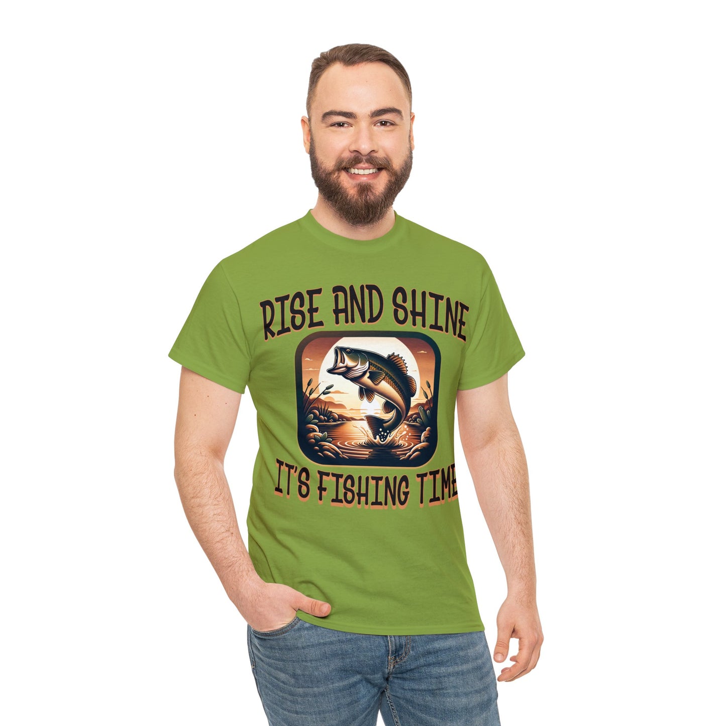 FISHING ON FRONT Unisex Heavy Cotton Tee