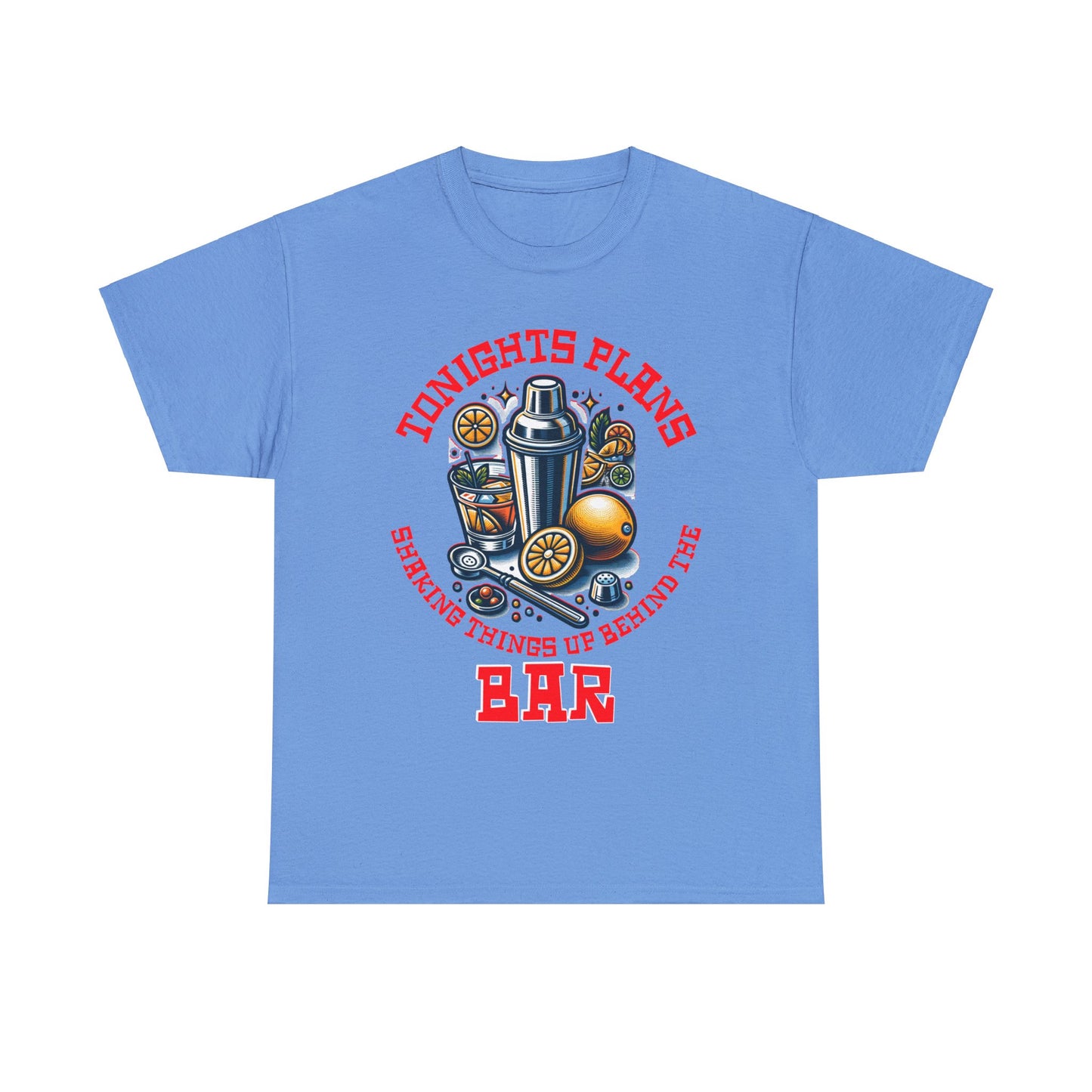 BARTENDER SHAKING THINGS UP ON FRONT  Unisex Heavy Cotton Tee