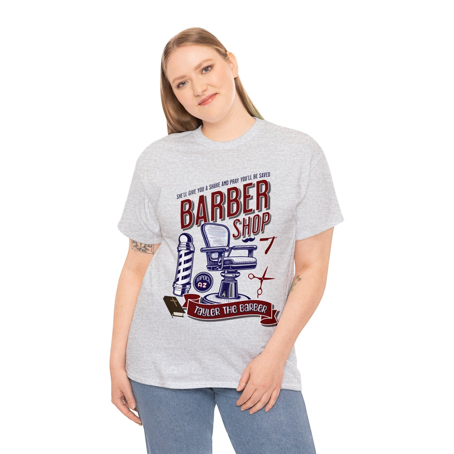 BARBER ON FRONT Unisex Heavy Cotton Tee