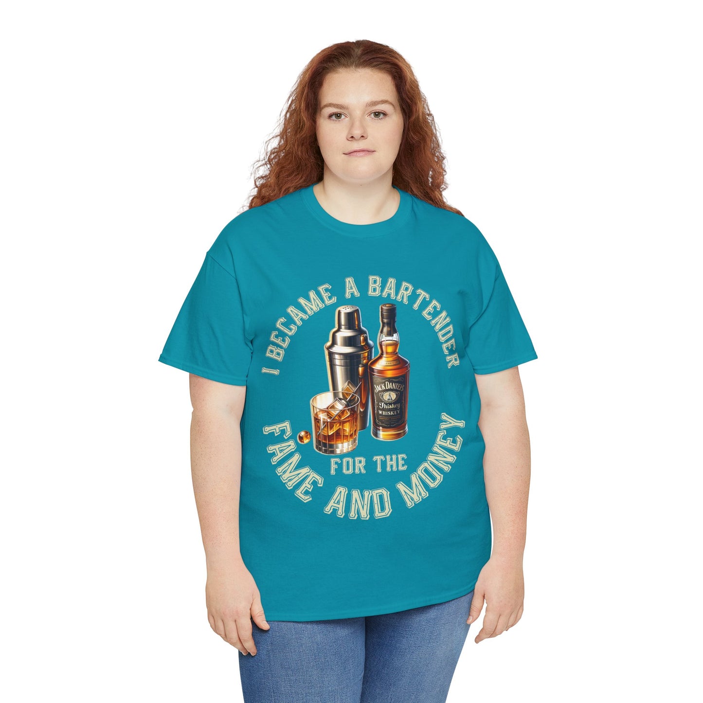 BARTENDER FAME AND MONEY ON FRONT Unisex Heavy Cotton Tee