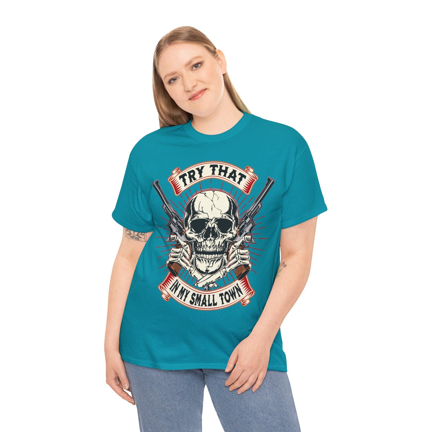 SMALL TOWN ON FRONT Unisex Heavy Cotton Tee