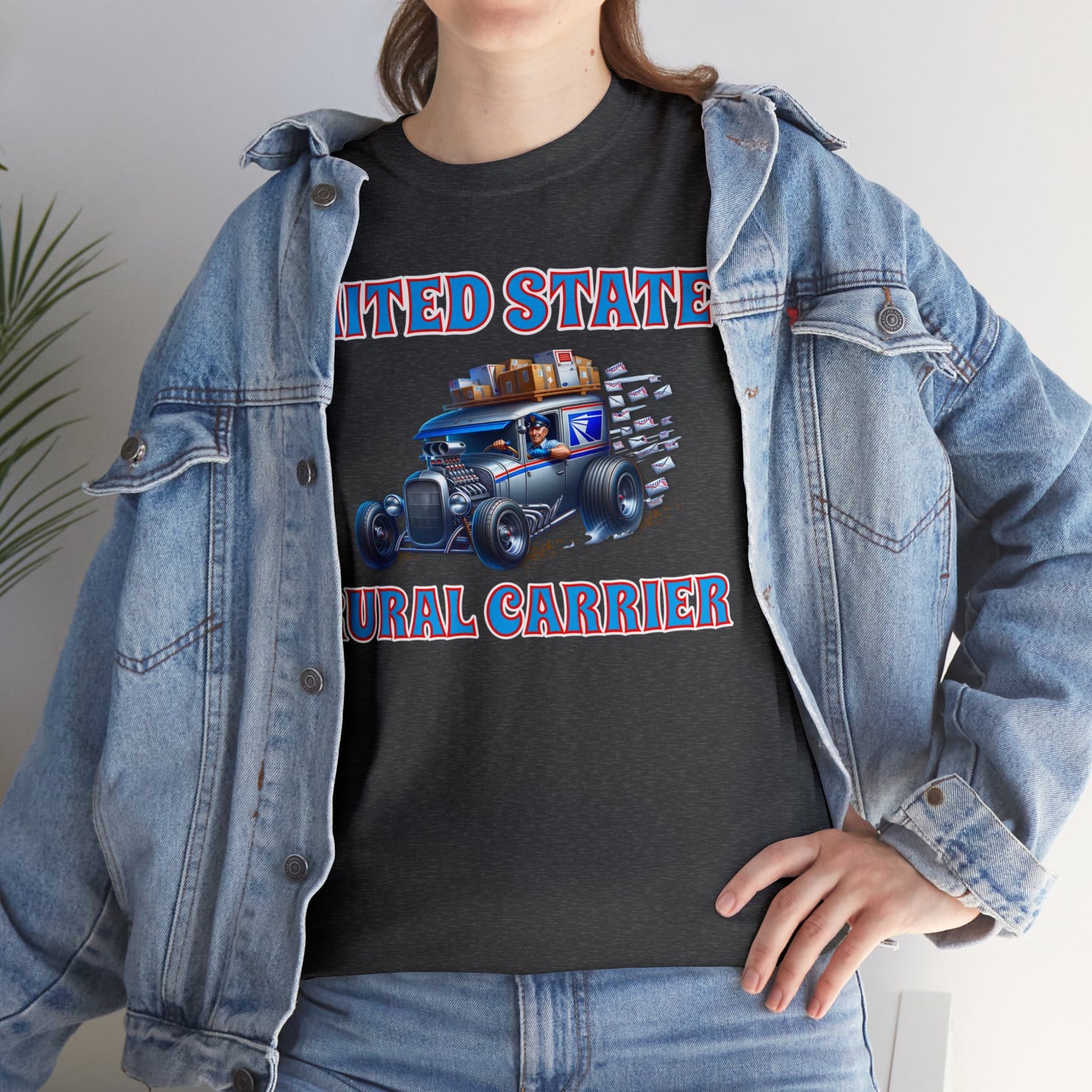 RURAL CARRIER ON front Unisex Heavy Cotton Tee