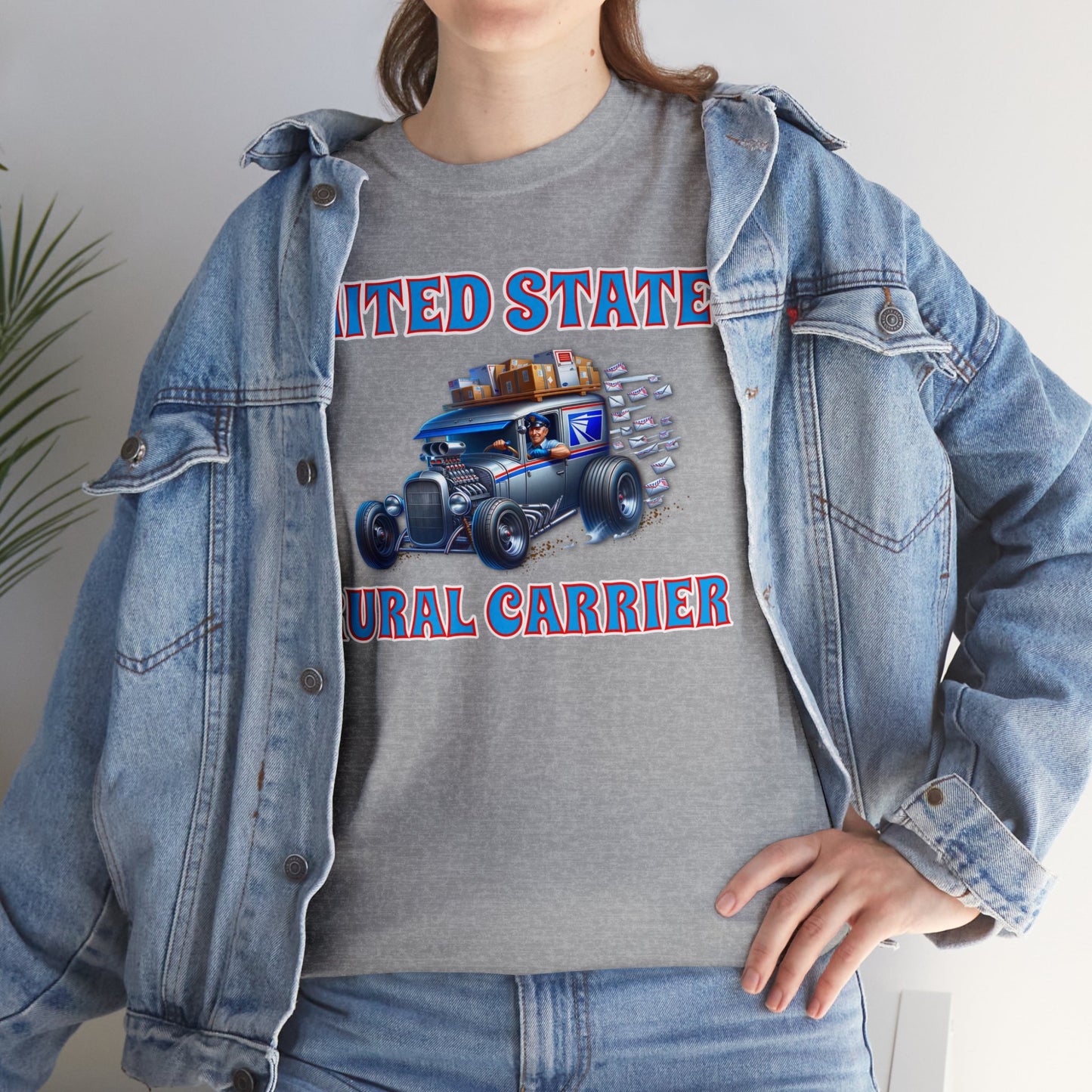 RURAL CARRIER ON front Unisex Heavy Cotton Tee