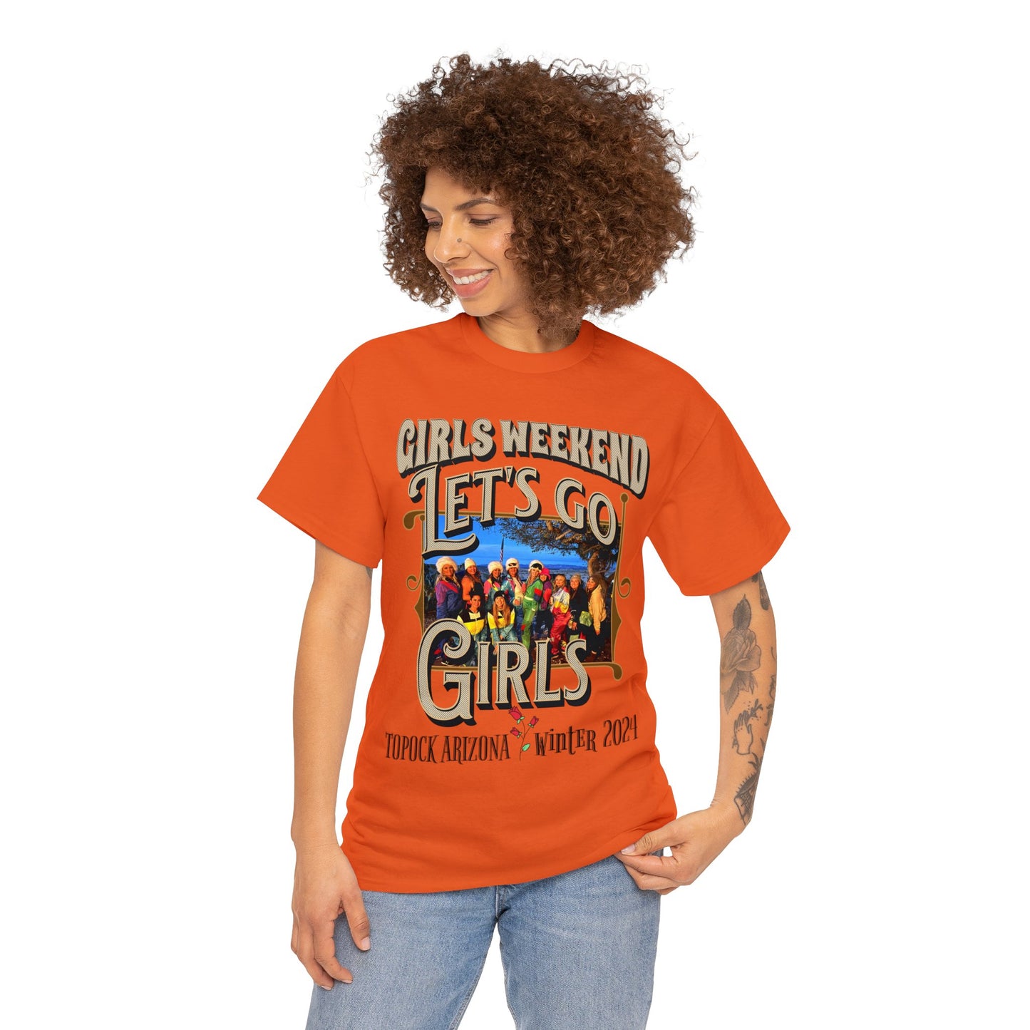 GIRLS WEEKEND ON FRONT Unisex Heavy Cotton Tee