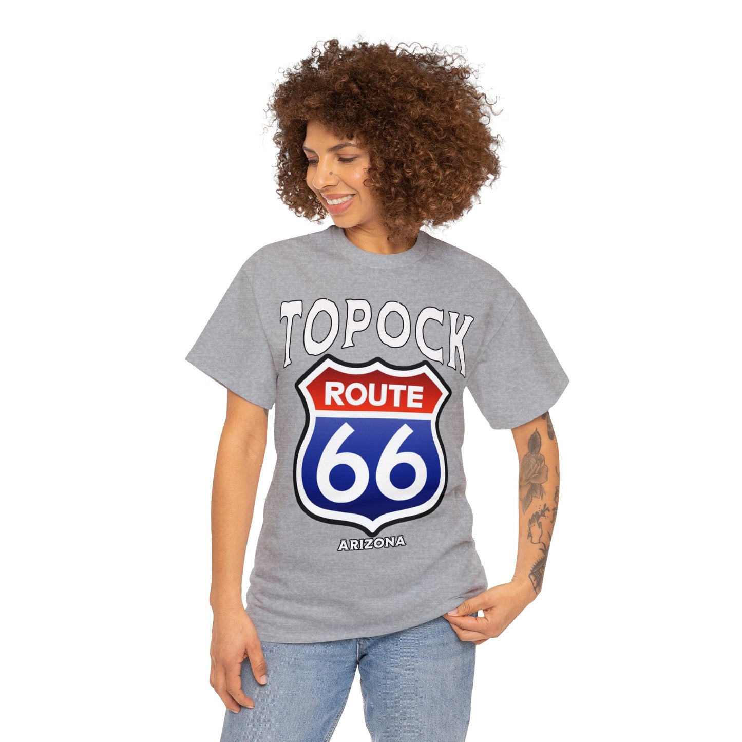 TOPOCK RT66 ON FRONT Unisex Heavy Cotton Tee