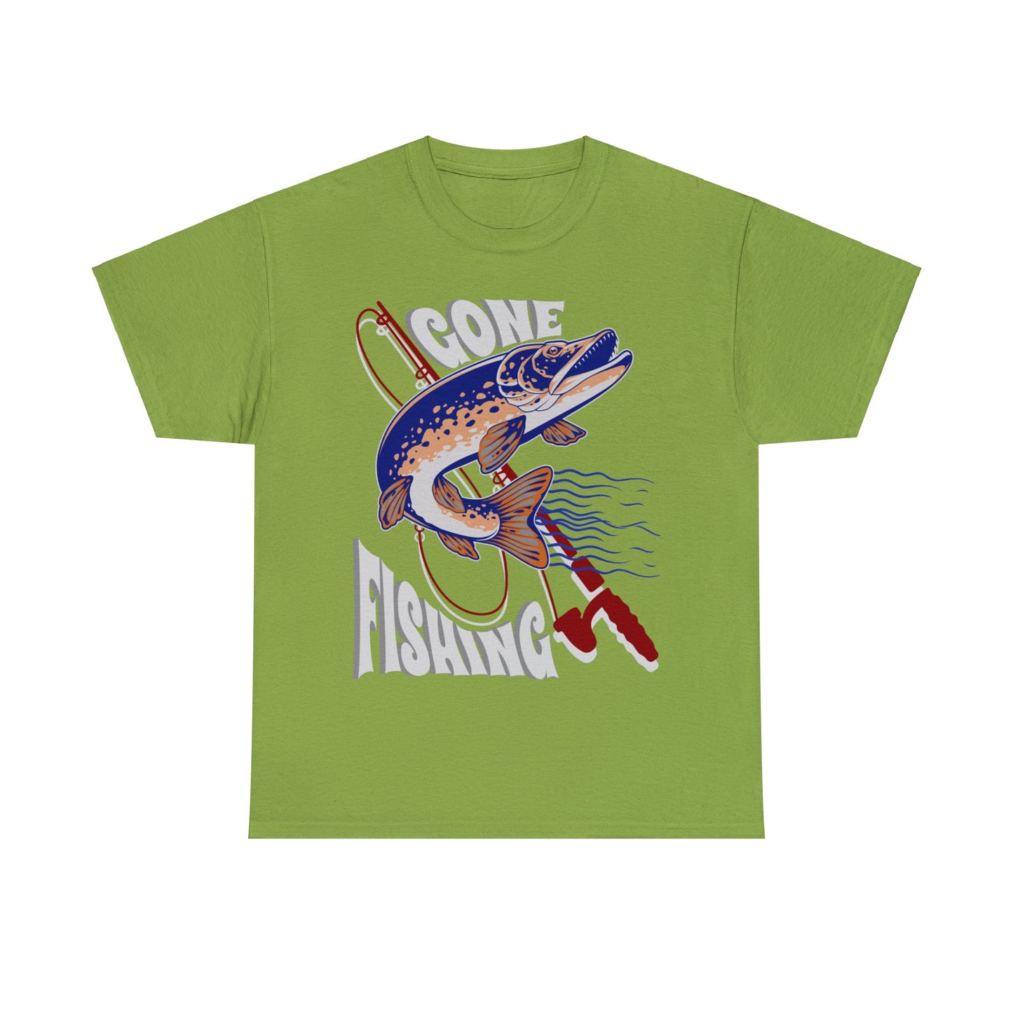 FISHING ON FRONT 5 Unisex Heavy Cotton Tee