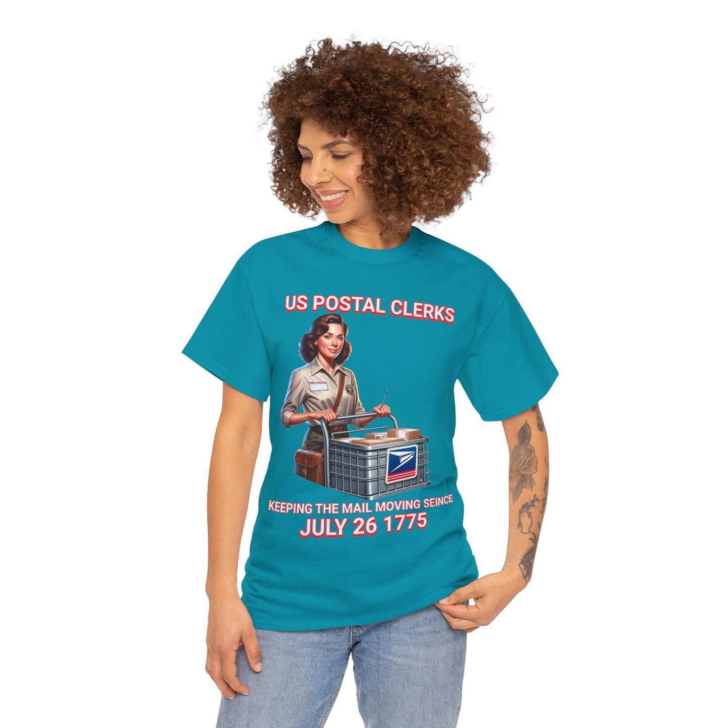 POSTAL CLERK ON FRONT Unisex Heavy Cotton Tee