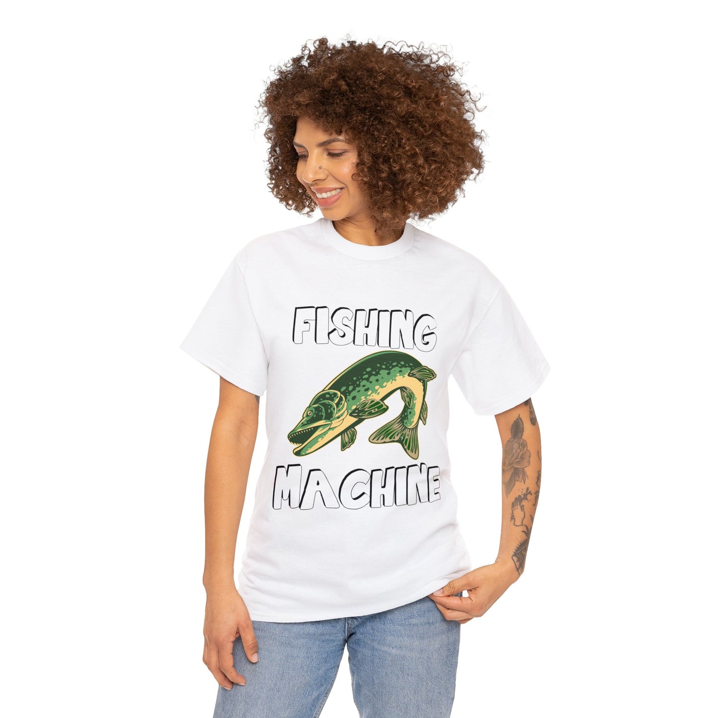 FISHING ON FRONT 5 Unisex Heavy Cotton Tee