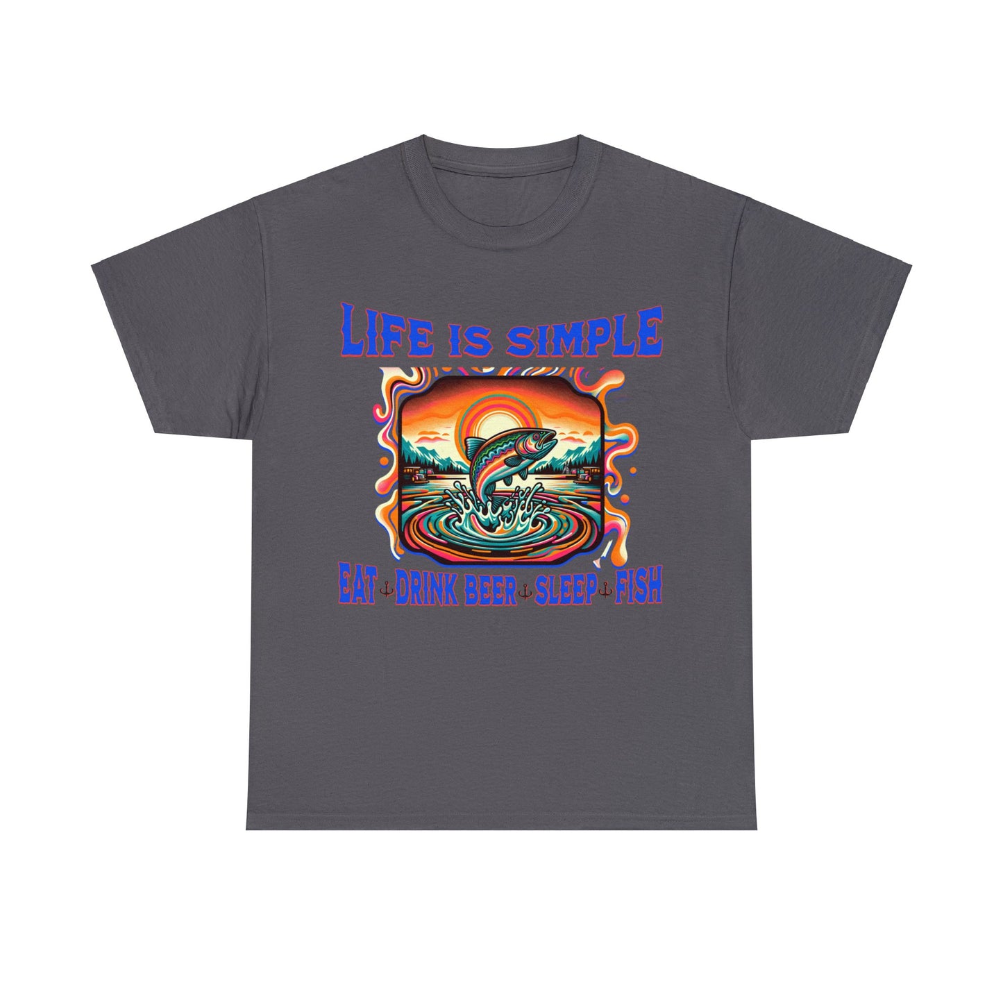 fishing 2 ON FRONT Unisex Heavy Cotton Tee