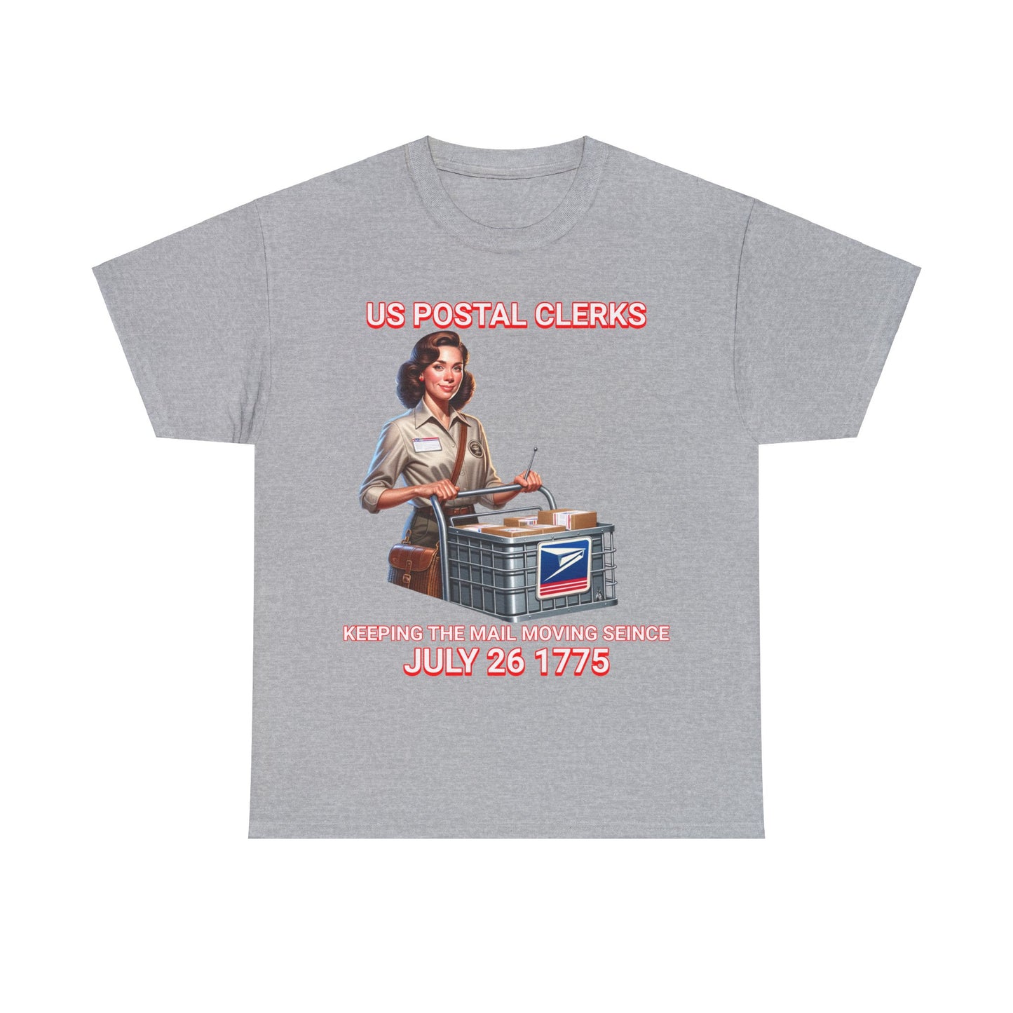 POSTAL CLERK ON FRONT Unisex Heavy Cotton Tee