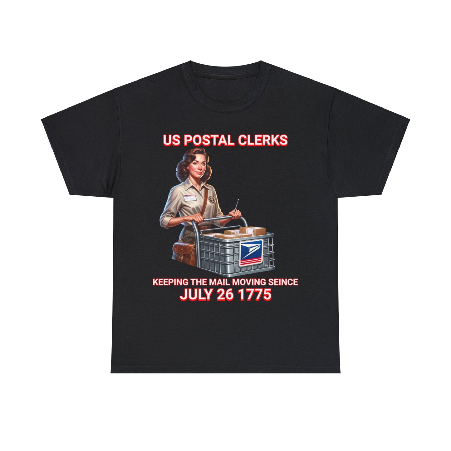POSTAL CLERK ON FRONT Unisex Heavy Cotton Tee