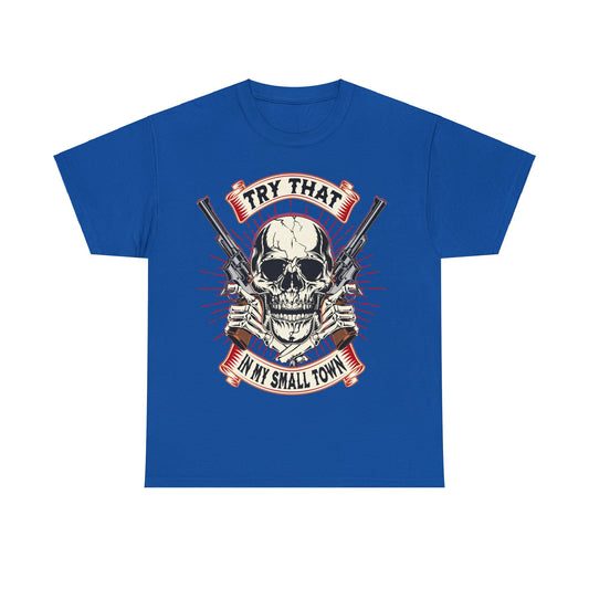 SMALL  TOWN ON FRONT  Unisex Heavy Cotton Tee