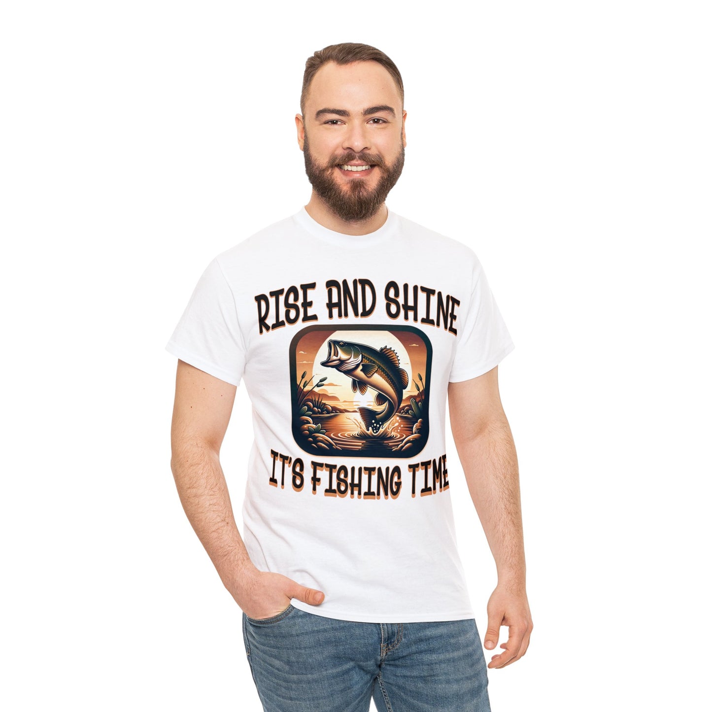 FISHING ON FRONT Unisex Heavy Cotton Tee