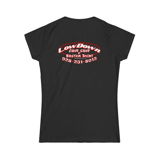 Low Down Custom Paint with phone number -Women's Softstyle Tee
