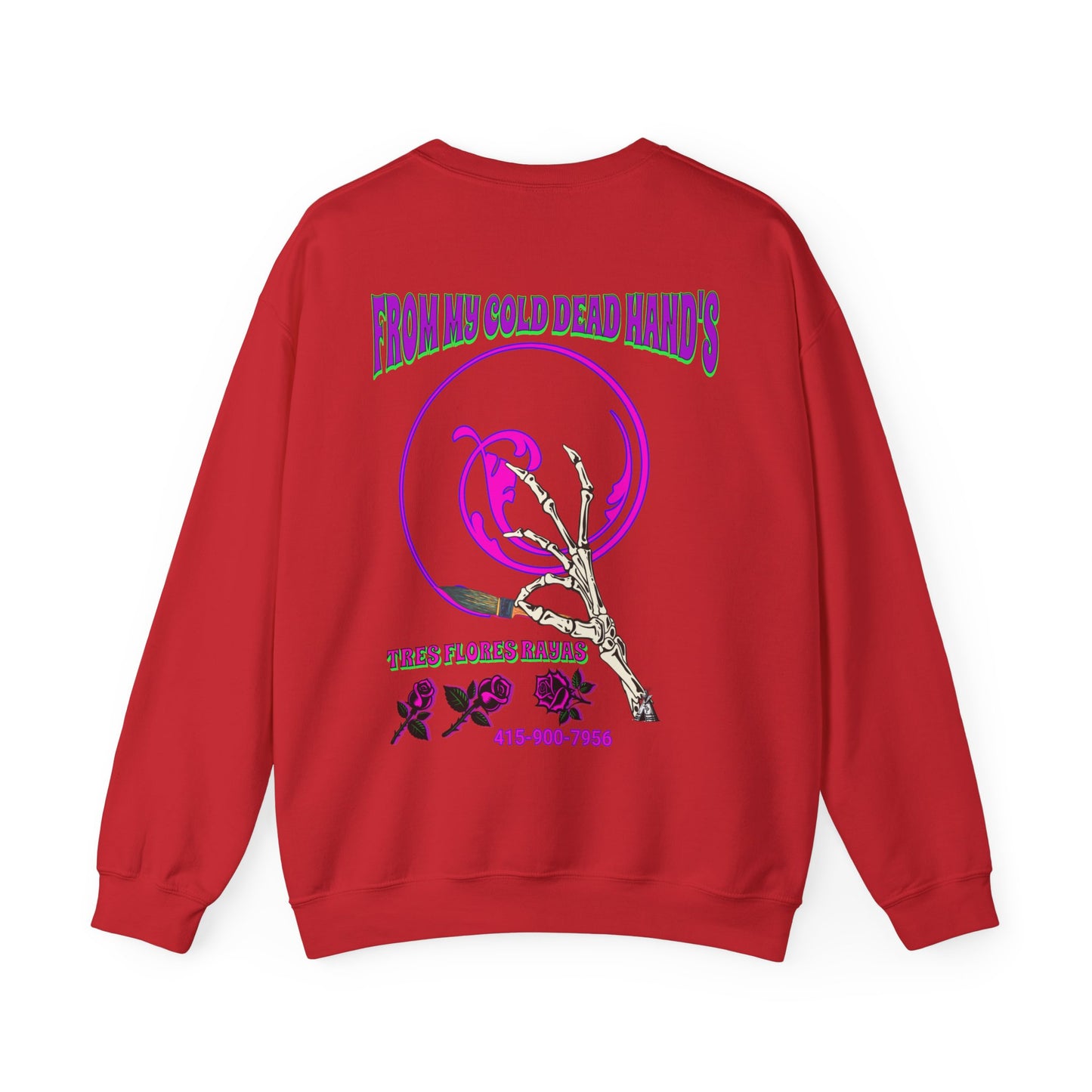 PINSTRIPER COLD DEAD HANDS 0N BACK Unisex Heavy Blend™ Crewneck Sweatshirt