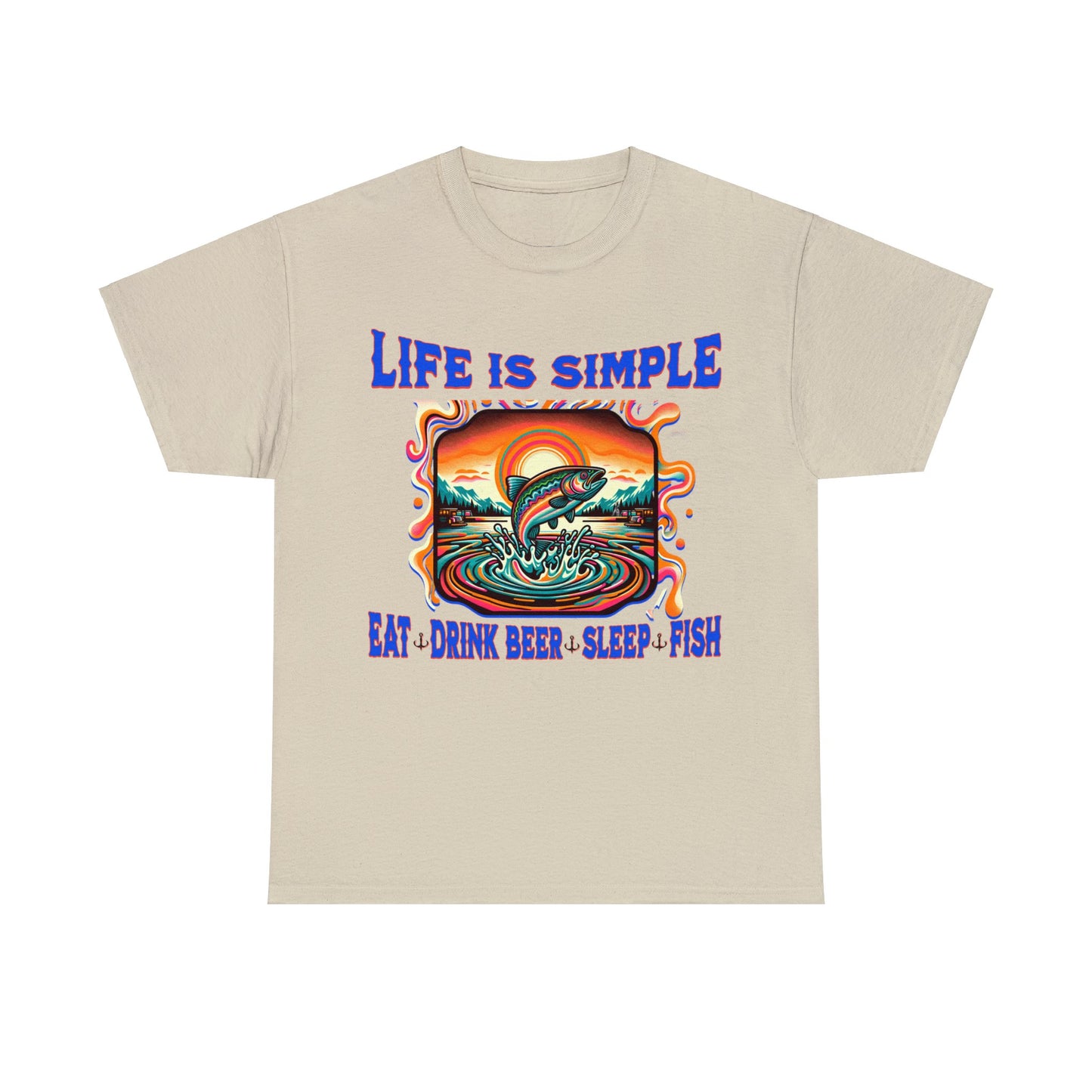 fishing 2 ON FRONT Unisex Heavy Cotton Tee
