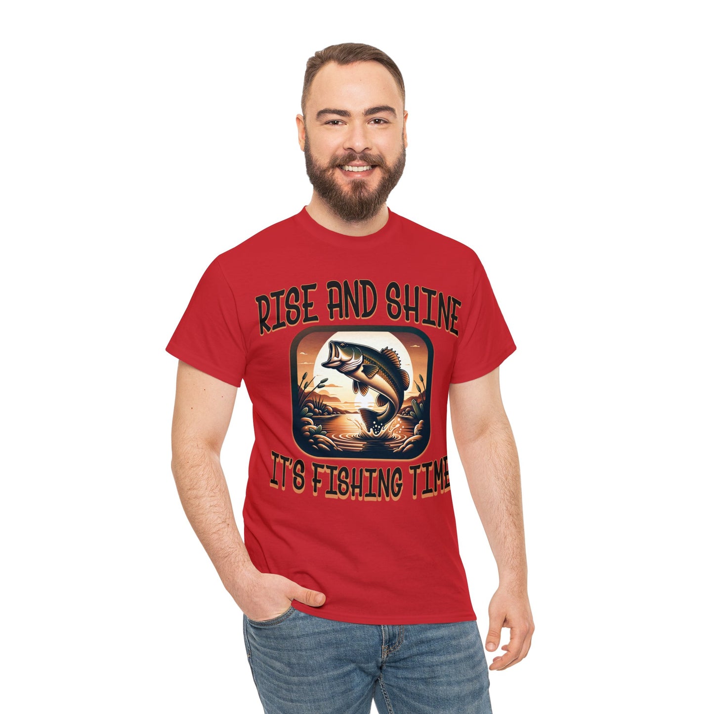 FISHING ON FRONT Unisex Heavy Cotton Tee