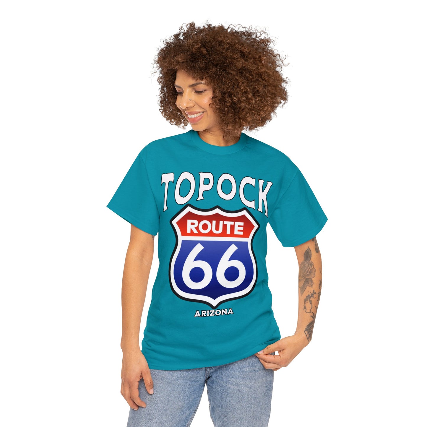 TOPOCK RT66 ON FRONT Unisex Heavy Cotton Tee